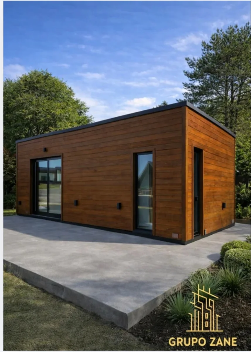 Render de módulo con terminación exterior en madera